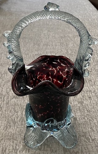 Art glass pigeon - glass, red