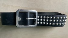 1970's original Vintage Black Metal Studded Belt - Punk Gothic - 35" long