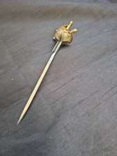 Vintage Miniature Rapier Sword Letter Opener – Ornate Brass Handle & Steel Blade