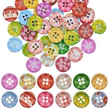 Christmas Printed Wooden Buttons - 15mm 20mm Xmas Festive Holiday Crafts Sewing