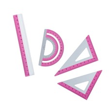 Multiple Functional 4pcs Geometry Set Round Aluminum Tool Academic Drawing Aid