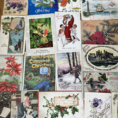Antique christmas postcards - antique,