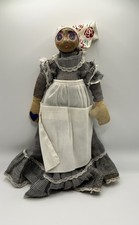 Vintage Doll Papier Mache Head , Straw Filled Cloth Body , Hand Painted 30cm