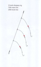 4x 3 Hook Sheppey No 3/0 Rig