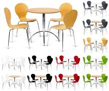 Bistro Dining Set Round Table and 4 Chairs Grey Red White Green Black Natural