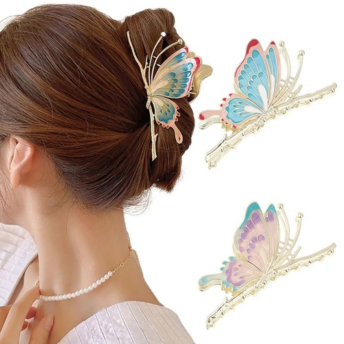 Butterfly metal hair clip - hair,