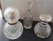 3 x small  empty glass perfume