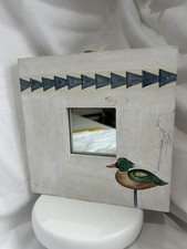 Hand Painted Small Mirror With Duck Picture 8” X 8” Sq, Seaside Jane Churchill