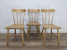 DINING CHAIRS Set of 3 Ikea Olle Birch Ply SSpindle Lath Back Vintage Classic