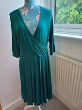 HARDLY USED ‘DOROTHY PERKINS’ BOTTLE GREEN WRAP DRESS ¾ SLEEVES. SIZE 16