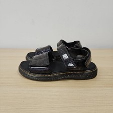 Dr Martens Romi Iridescent Purple Rainbow Black Patent Leather Sandals Size Uk 3