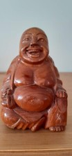Buddha, Large, 6 inches tall  wooden carved Buddha figure, great condition