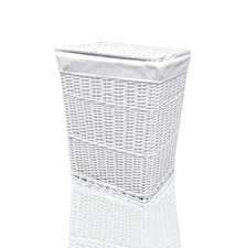 Arpan Laundry Basket Wicker Rattan Hand Woven White Cloth Basket Lining