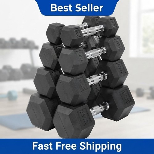 Rubber coated hex - coated, dumbbell