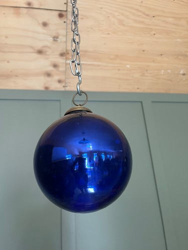 Antique witches ball deep - deep, blue