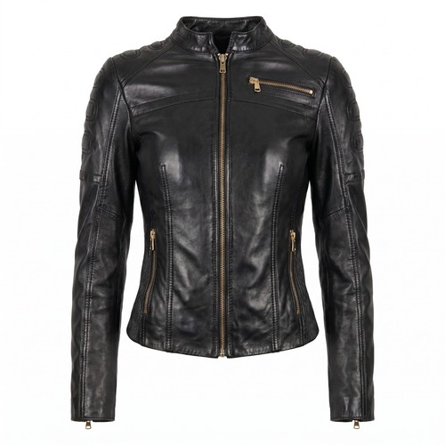 Womens quilted leather jacket - leather,