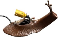 Tiffany Style Bronze Snail Lamp Vintage Table Light Heavy Base Shade Missing