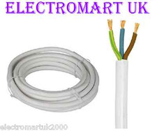 3 CORE MAINS CABLE WIRE FLEX WHITE 1.25MM 13A 13 AMP 5M
