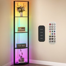 HOMCOM RGB LED Floor Lamp with Shelves and Remote Control for Living Room