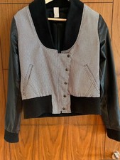 Vintage Houndstooth, leather sleeve Letterman/Bomber jacket, Size small,