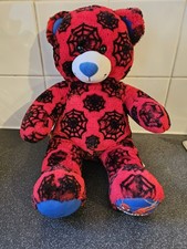 Build A Bear Marvel Ultimate Spiderman  Red Web Plush Stuffed Bear, Rare. 