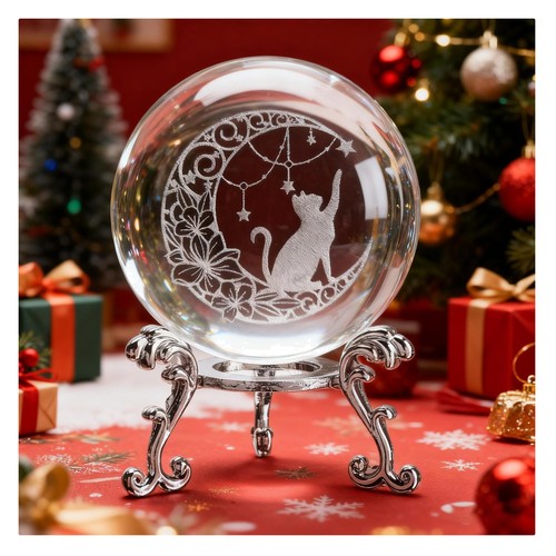Cat crystal ball paperweight - cat,