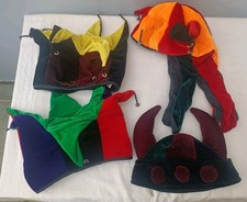 CHRISTMAS PARTY HATS  vintage velvet jester fun crowns, X4 bells adult 