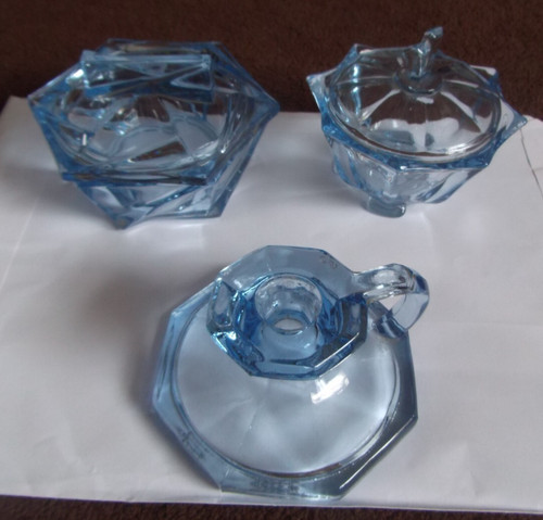 Deco blue glass - glass, &
