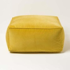 Velvet Pouffe Cube Square Bean