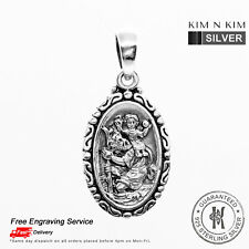 SAINT ST CHRISTOPHER Pendant /Free Engraving /Solid 925 Silver /Thick /Quality
