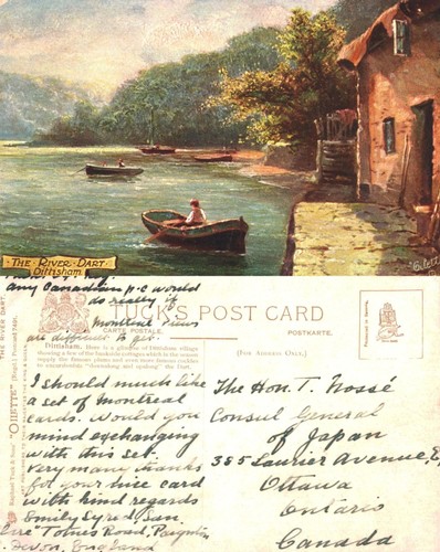 Vintage postcard river - vintage,