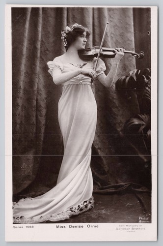 Postcard antique music miss - antique,