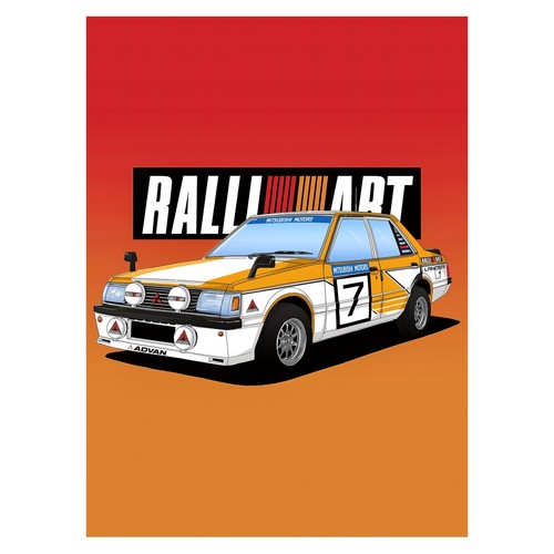 Retro rally car poster bold - car,
