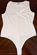 Womens Brand New Size 6 Solid / Plaid White Leotard ~ Snap Bottom ~ By ASOS