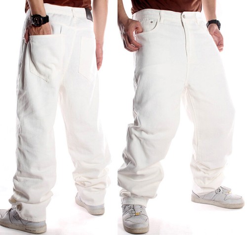 Men white jeans hip hop - white,