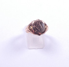Rose gold signet ring 9ct size O Masonic Birmingham 1918