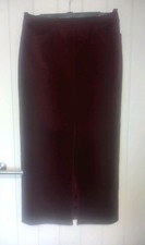 Burgundy Fine Cord Maxi Pencil Skirt Size 12 Pockets Alex & Co BNWOT