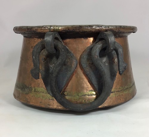 Antique french copper cauldron - french,
