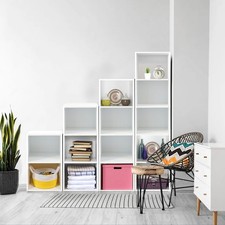 Cube 2 3 4 5 Tier Wooden Bookcase Shelf Shelving Display Storage Wood Unit Stand