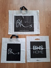 Collectable Carrier Bags X3 BHS Black/White Logo