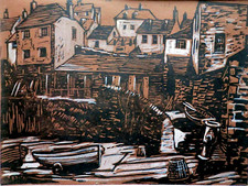 Limited Edition Frank McNichol Linocut; The Cellar, Port Isaac, Cornwall, Signed