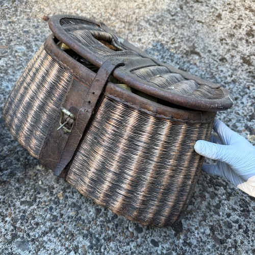 Antique wicker fishing creel - antique,