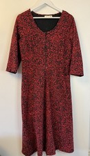 ADINI Red/Black  Floral Long Dress Size  3/4 Sleeves Size Large 