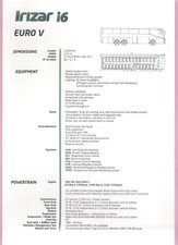 Specification Sheet - Irizar i4 - Euro V & VI - Dimensions & Equipment - c.2013