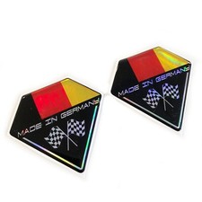Made in Germany Flag Chrome Wing Shield Domed Gel Decal Sticker Fits Audi BMW