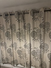 Next Cream Patterned Lined Curtains Eyelet 135 X 183 CM