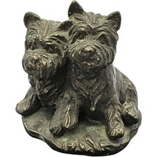 Heredities Westie Puppies M18112 Figurine Made in England Cold Cast Bronze