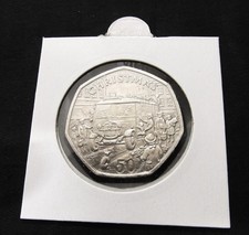 1987 Elizabeth ll Christmas 50 pence Thorneycroft Bus AA mint mark GF