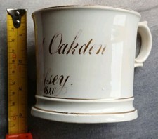 A fine quality  named antique Victorian Staffordshire Christening Mug 1846 a/f