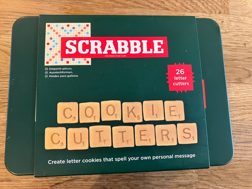 Scrabble cookie cutters - cookie, tin